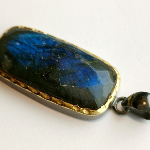 Labradorite pendant necklace in Sterling Silver 14k gold vermeil 🆕 - Picture 9 of 9